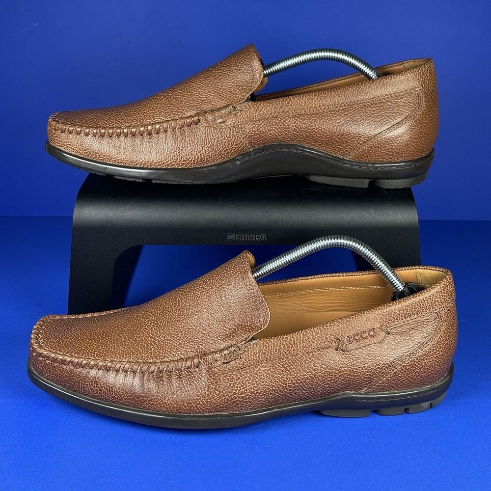 Ecco Men's 44 / 10-10.5 Classic Slip On‎ Brown Leather Penny Loafers